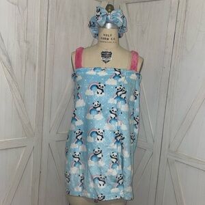 Rainbows and Pandas towel wrap and headband set